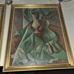 vintage art print of "Still Life with Gourd" (1909) by Pablo Picasso printed between 1(contact info removed)