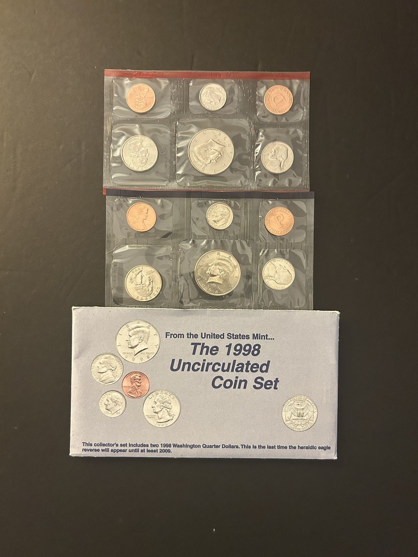 Coins – 1998 uncirculated mint set – 5 Philadelphia coins and 5 Denver coins – Total 10 coins for $10