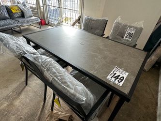NEW Outdoor 5pc. Dining Table & Chair Set with place for umbrella (Was $600). Assembled FREE!!