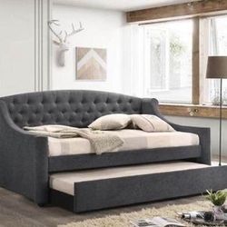 Brand New Grey Tufted Daybed with Pullout Trundle