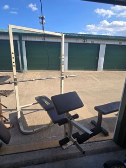 Squat Rack with Bench and Barbell