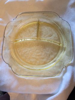 Yellow Depression Glass Divided Grill Plates