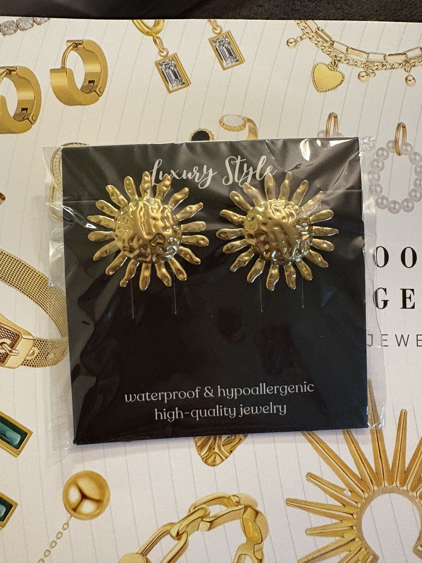 "SUNS" EARRINGS, 18K GOLD PLATED