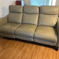Gray Leather Power Sofa