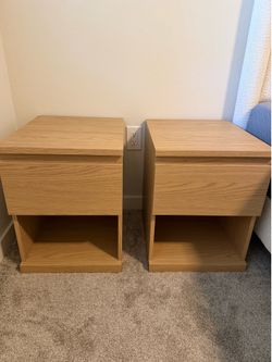 Set of 2 IKEA STORKLINTA Nightstands – Oak Effect – Like New