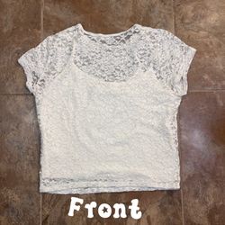 Hollister White Floral Lace Scoop Neck Top