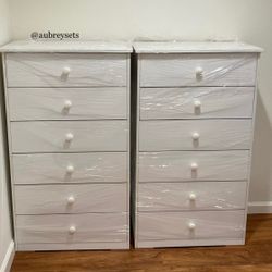 White 6 Drawer Chest  *130 Each 