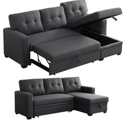 L Shaped Couch with Pull Convertible Sleeper Sofa Bed Sectional with Storage Chaise Lounge