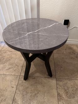 Round Faux Marble End Table