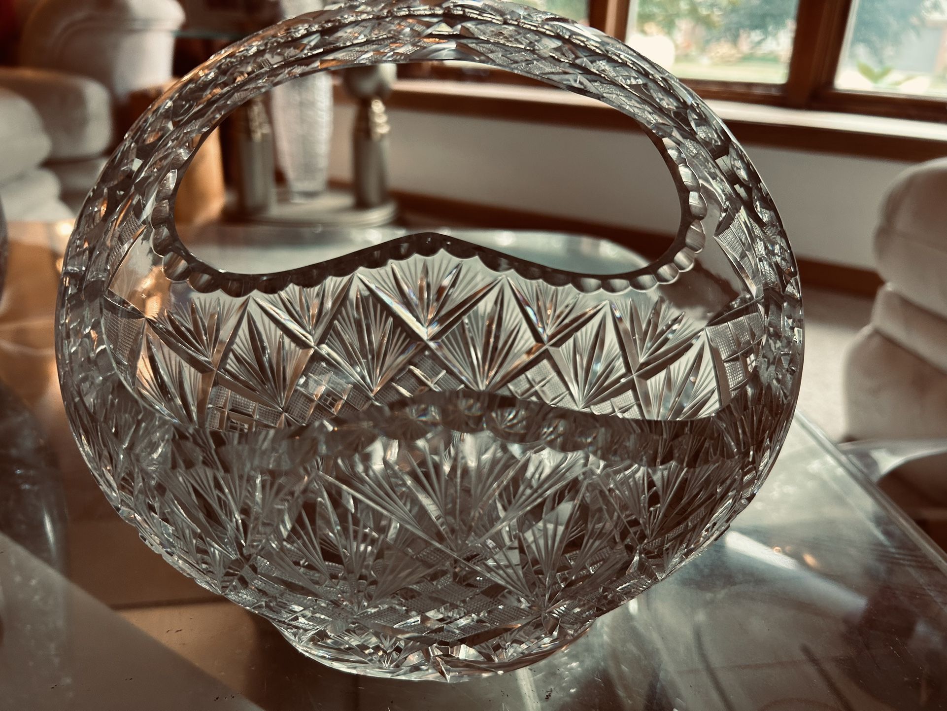 VINTAGE POLISH 24% CUT CRYSTAL  BASKET 