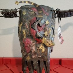 Nwt Beltranart Metal Sculpture Texas Long Horn Skull