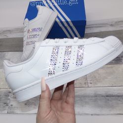 Blinged Out Adidas, Women’s Fashion Shoes With Custom Crystal Design