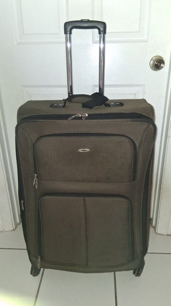 large greenish brown suitcase luggage $25 FIRM