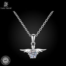 925 Silver Angel Wings Moissanite Necklace