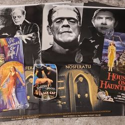 Lot of 9 Vintage Horror Movie Posters, Halloween Decor!