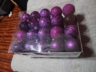 Purple Christmas Ball Ornaments Set