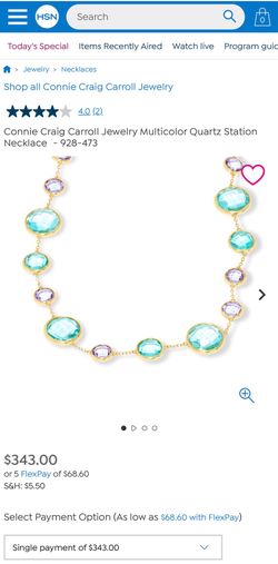 Connie Craig-Carroll gold tone necklace teal stones