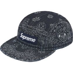 Supreme Bandana Jacquard Denim Camp Cap Black 