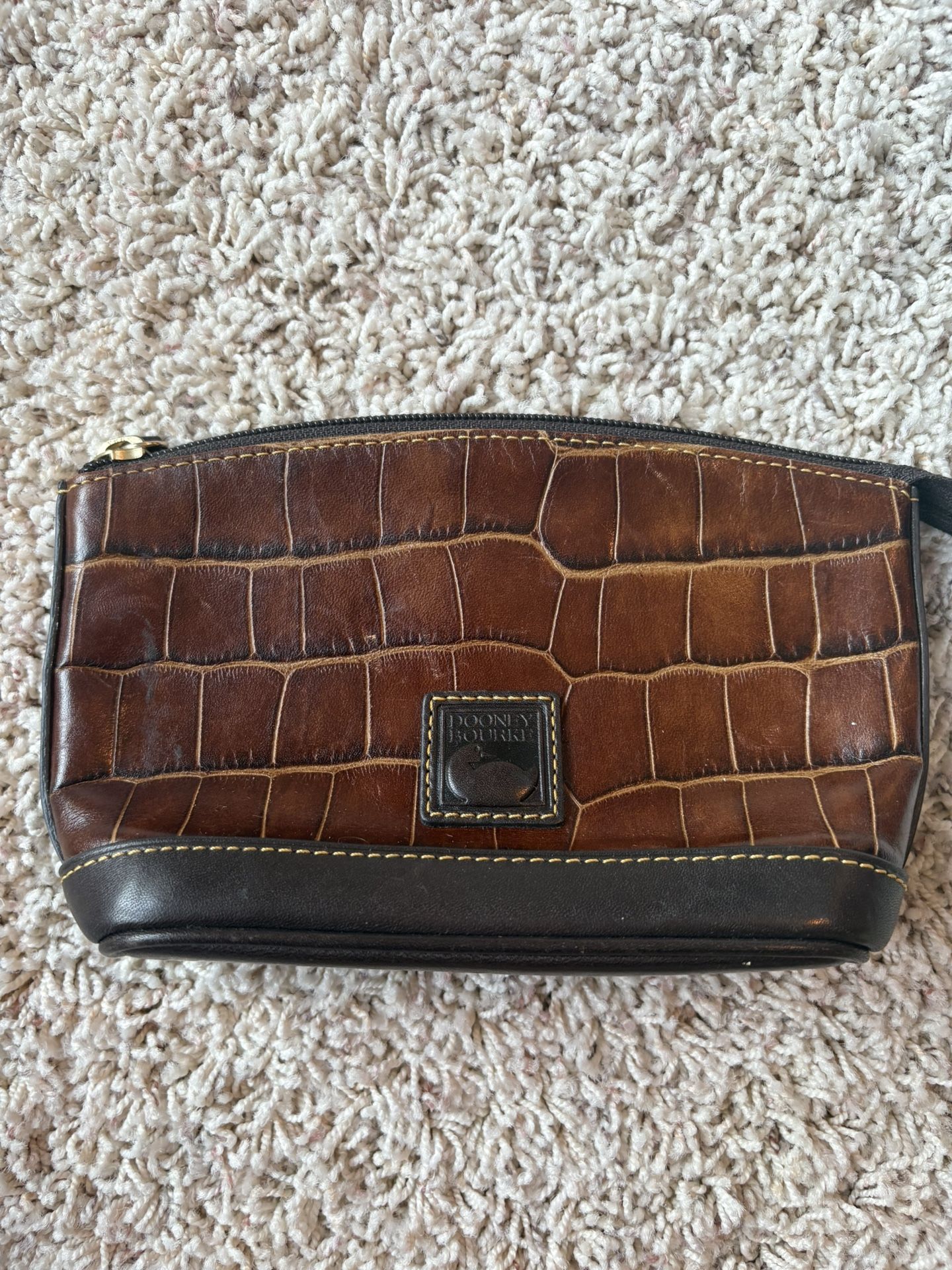 Dooney and Bourke Brown Crocodile Cosmetic Bag