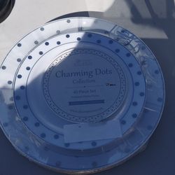 Silver Polka Dot Plasticware.