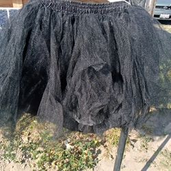 Satin W/ black Tule And White Slip