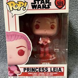 Funko Pop! Vinyl Star Wars Princess Leia Valentine Pink/ Red #589