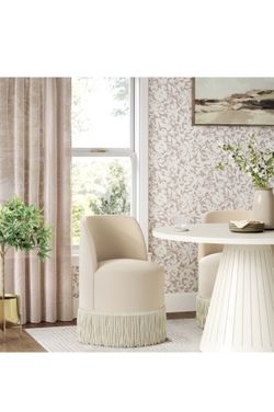 Jessa Fringe Chair Classic Velvet Pearl Ivory (Brand New)