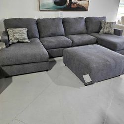 Double Chaise Gray Sectional/ Fast Delivery 