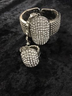 Attached Ring & bracelet set ( gold & silver)