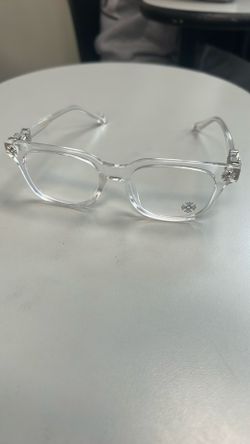 Clear chrome heart glasses