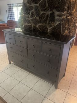 IKEA Hemnes 8 Drawer Dresser Gray W/ Glass Top for Sale in Fallbrook, CA -  OfferUp