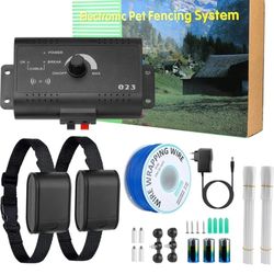 Moclever Electric Dog Fence System-Wireless Dog Fence Covers 1.2 Acre Pet Boundary Containment System w/ 2 Tone Shock Waterproof Receiver Collar Under