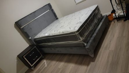 King Bed New Grey Corduroy ( Beige Available)