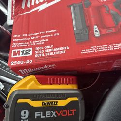 Dewalt 9 Ah Battery And Milwaukee M12 Gauge Nailer 