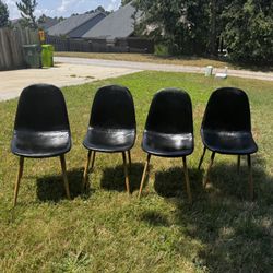 4 Dining Chair Retro Lounge Kitchen Chairs Set of 6 Metal Legs PU Leather Seat for Office Lounge Bars Living Rooms Leisure Areas Cafes,Black  SERIOUS 