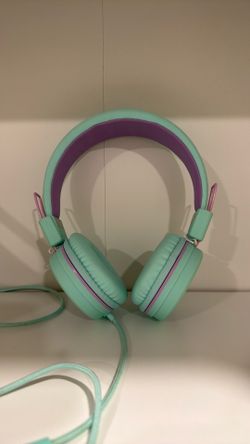 Kids Wired Headphones 3.5mm Jack Mint Green Purple - Great Condition