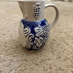 Blue and White Ceramic Pitcher 