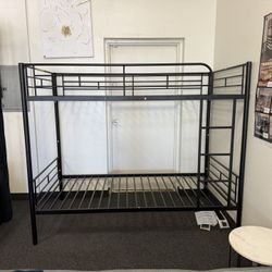 Twin Over Twin Bunk Bed Black Metal 