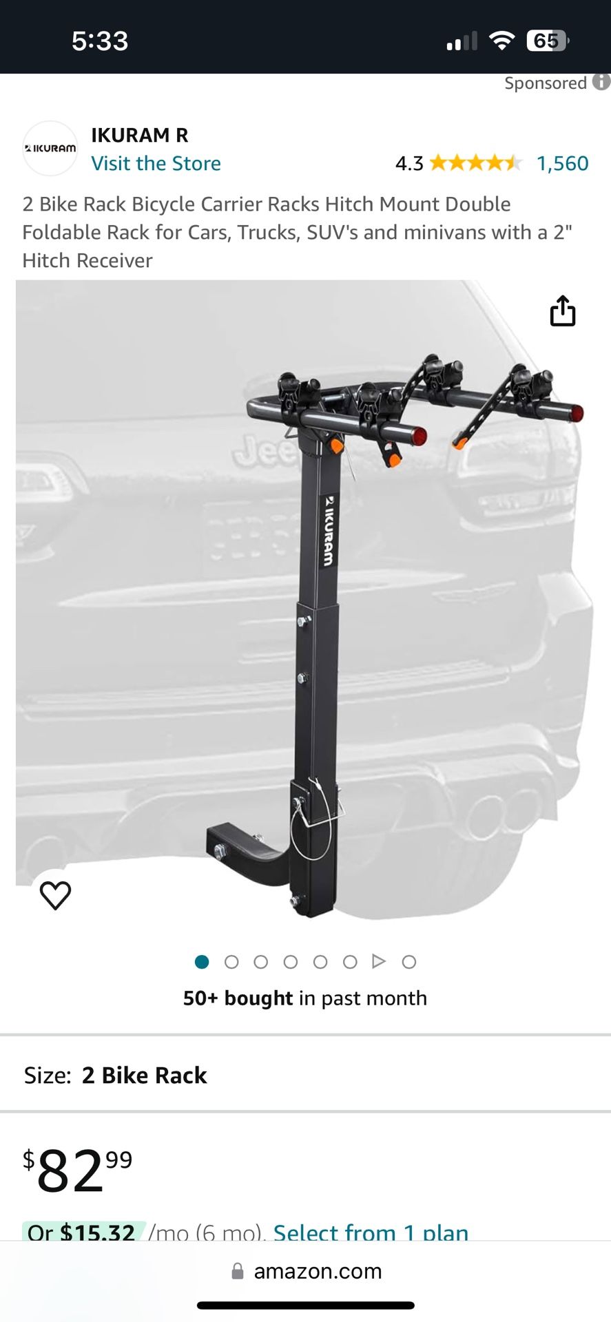 2 Bicycle Bike Rack With 2inch Hitch Receiver
