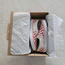 Vans Classic Slip-On Primary Check, Size M6.0/W7.5 - Racing Red/White