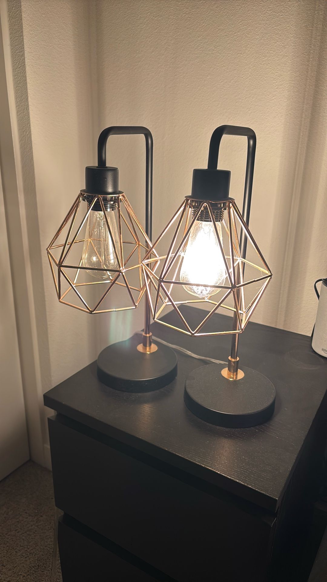 Set of two Black and Gold Geometric Lamps