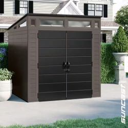 Suncast Modernist 7 ft. W x 7 ft. D Plastic Resin Storage Shed with Floor (53 sq. ft.) in Stoney (Gray)