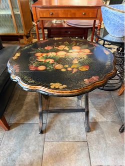 antique handpainted folding side table
