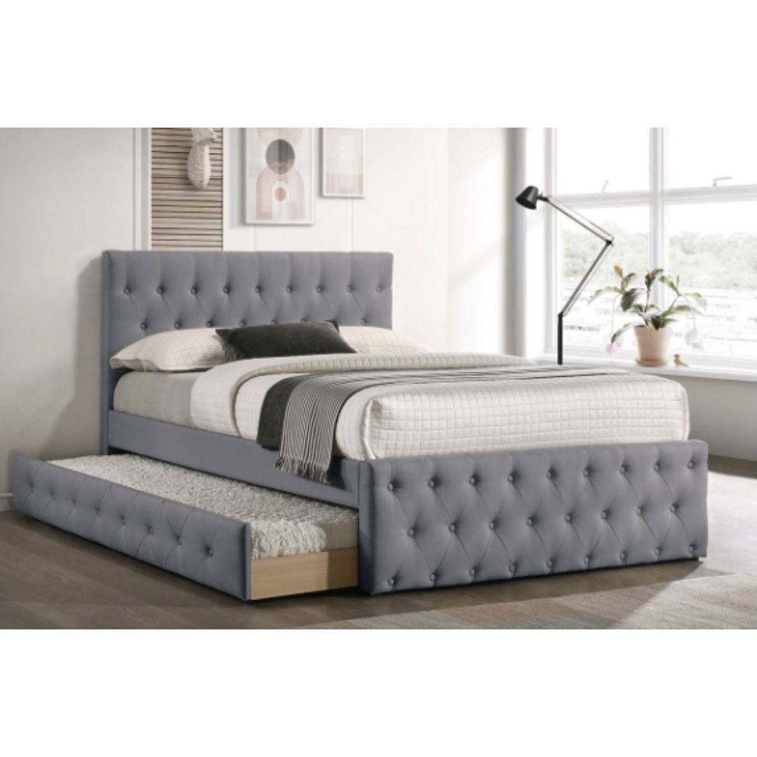 Gray Full Bed Frame With Trundle 