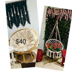 Boho Swing And Papasan Chair