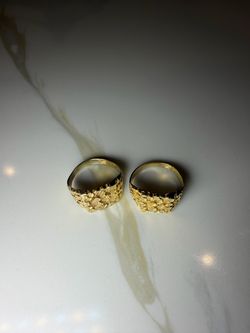 14K Gold Nugget Rings Set of Two