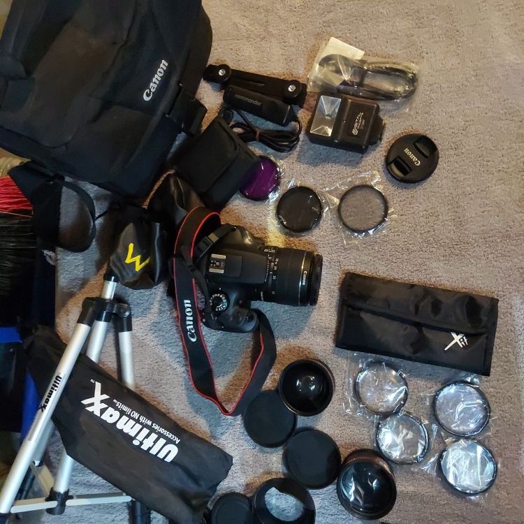 Canon Rebel T6 With Lenses, Case And Accessory Kit 