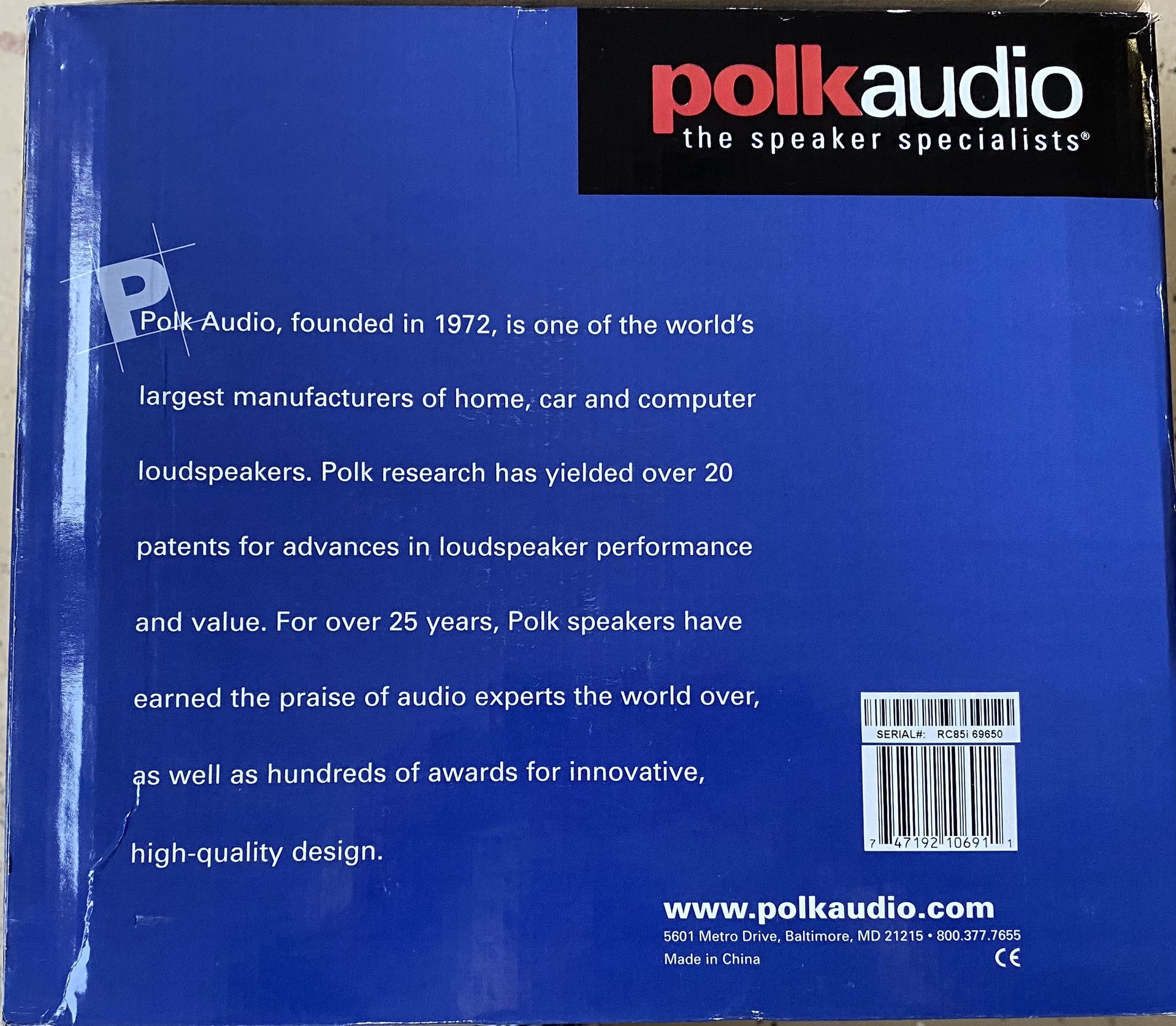 Polk Audio RC85i High Performance In-Wall Speakers