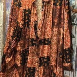 Republic Women Multicolored Checkered Floral Long Button Blouse Womens Size 3XL