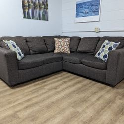 Charcoal Grey Contemporary Fabric Sectional